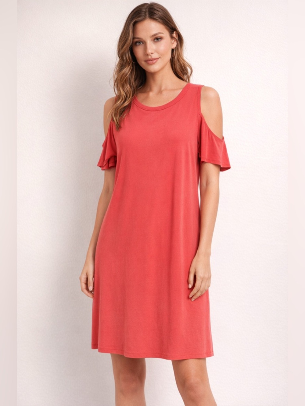 Michael Kors Coral Cold-Shoulder Tunic dress